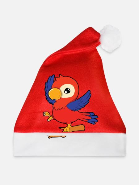 Papagei - Weihnachtsmütze - Rot