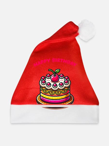 torte happy birthday - Weihnachtsmütze - Rot