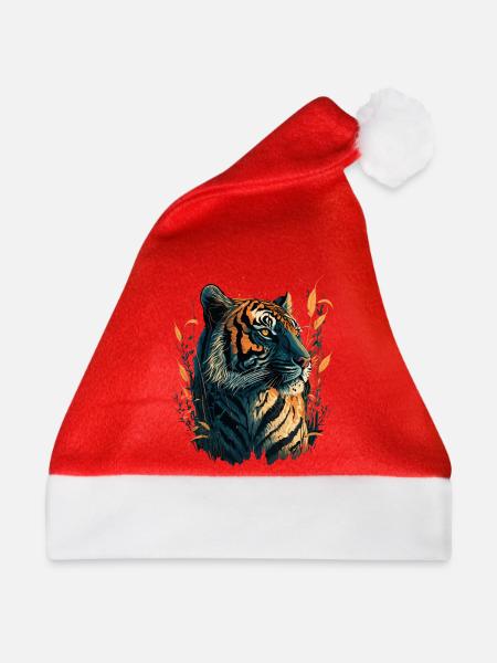Tiger in High Gras - Weihnachtsmütze - Rot