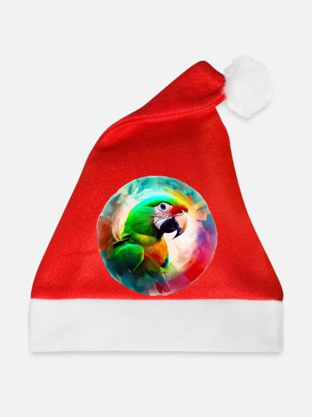 Farbiger Ara Papagei - Weihnachtsmütze - Rot