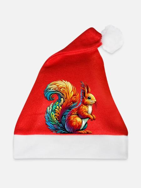 Eichhörnchen - Weihnachtsmütze - Rot
