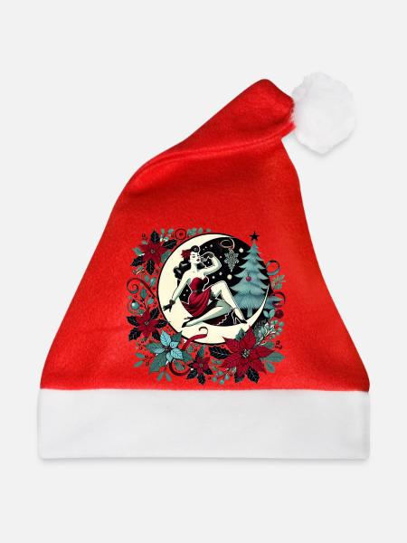 Mondschein Pinup Weihnachtskranz - Weihnachtsmütze - Rot