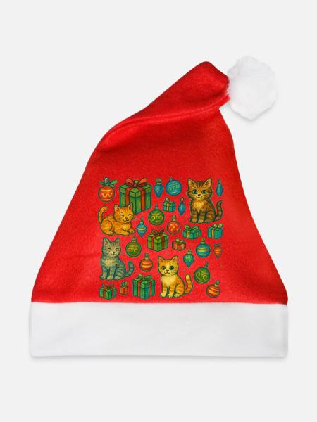 Festliches Kätzchen-Geschenkmuster - Weihnachtsmütze - Rot