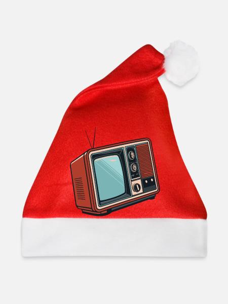 Retro Illustrierte Pop-Art-Fernsehen - Weihnachtsmütze - Rot