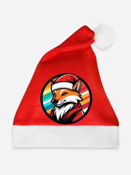 Fuchs im Santa-Look mit Regenbogen - Weihnachtsmütze - Rot