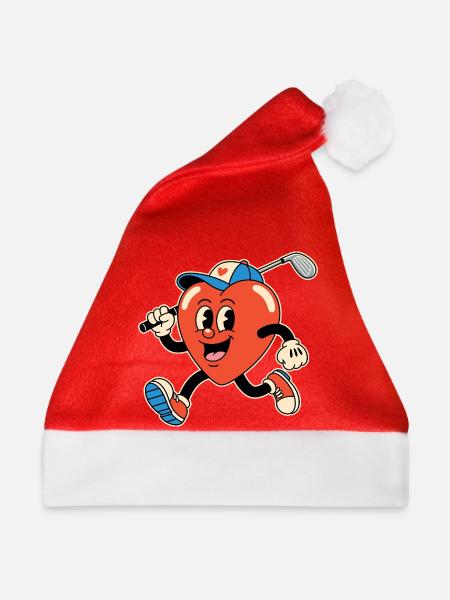 Herz Golf Cartoon - Weihnachtsmütze - Rot
