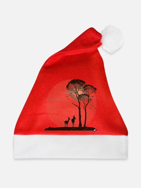 Afrikanische Savanne in der Nacht - Weihnachtsmütze - Rot