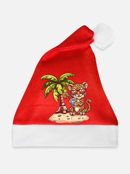 Leopard Sommer Palme - Weihnachtsmütze - Rot