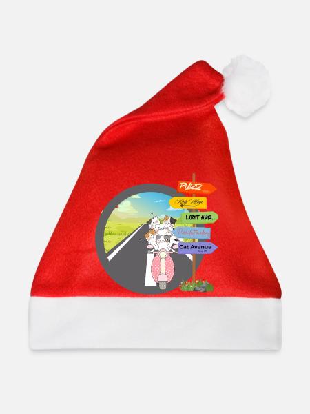 Verspielte Katzen-Roadtrip-Einheit - Weihnachtsmütze - Rot