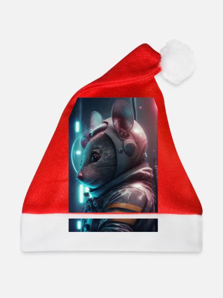Maus im weltall - Weihnachtsmütze - Rot