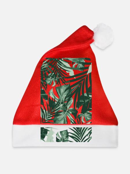 Tropical Leaves - Weihnachtsmütze - Rot