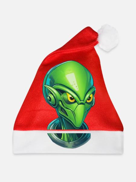Cooler Alien-Cyborg Kopf - Weihnachtsmütze - Rot