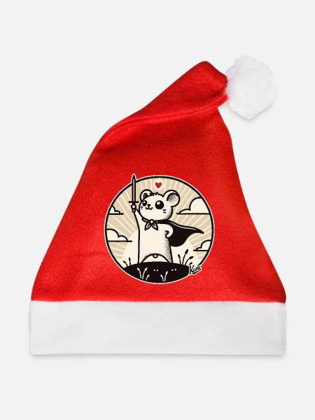 Maus-Held mit Umhang - Weihnachtsmütze - Rot - Vorne