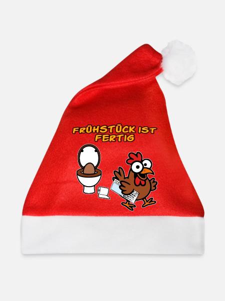 Huhn macht Frühstück Lustige Hühner - Weihnachtsmütze - Rot