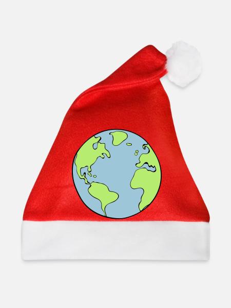 Erde - Weihnachtsmütze - Rot - Vorne