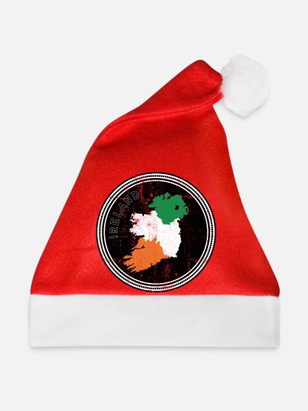 Irland-Trikolore-Kartenemblem - Weihnachtsmütze - Rot