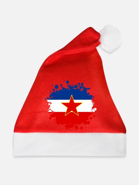 Jugoslawien Flaggen Klecks Design - Weihnachtsmütze - Rot - Vorne