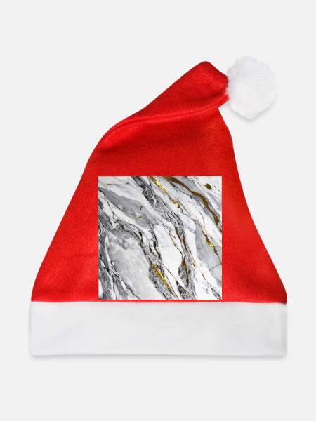 Marmor Naturstein Weiß Gold Textur - Weihnachtsmütze - Rot - Vorne