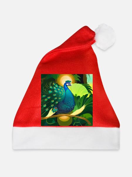Pfau - Weihnachtsmütze - Rot