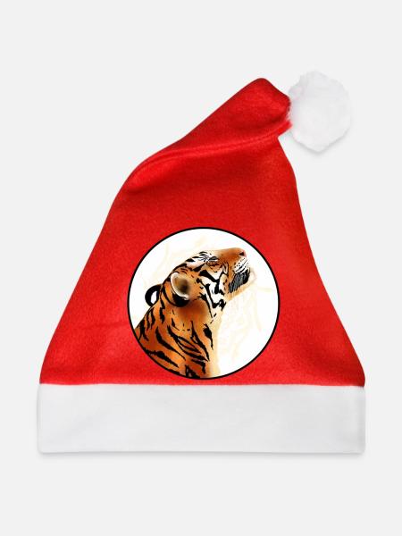 Tiger smiling - Weihnachtsmütze - Rot