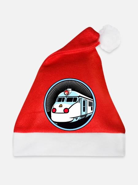 Zug, Lokomotive, Eisenbahn - Weihnachtsmütze - Rot