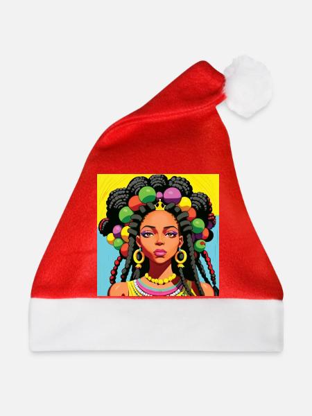 Schwarze Frau mit Dreadlocks - Weihnachtsmütze - Rot