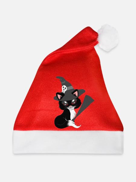 Kätzchen, hexen Design, Mädchen - Weihnachtsmütze - Rot