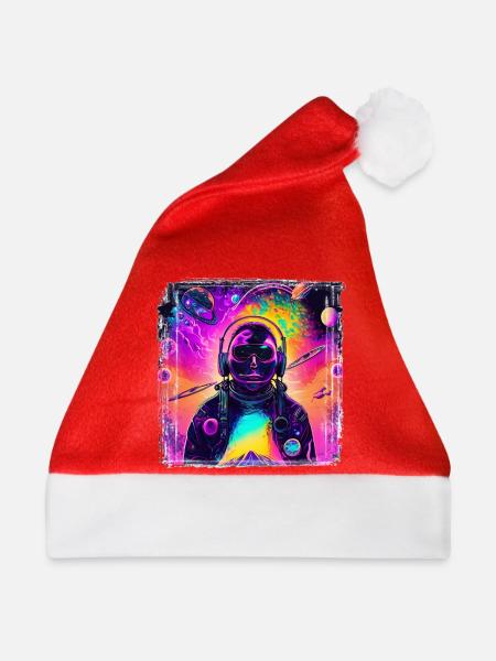 Neon Astronaut im Cosmic Psychedelic - Weihnachtsmütze - Rot