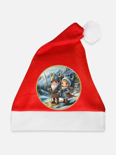 Wikingerjunge und -mädchen - Weihnachtsmütze - Rot