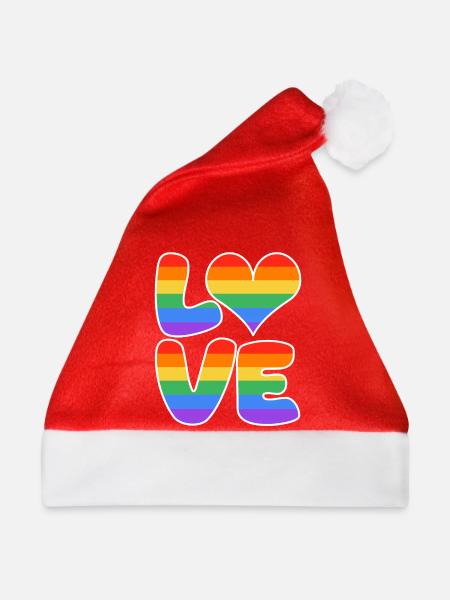 Regenbogenliebe Herzdesign - Weihnachtsmütze - Rot
