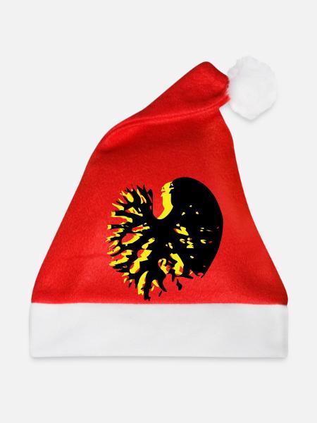 Herzblatt Schwarz gelb Catalpa - Weihnachtsmütze - Rot