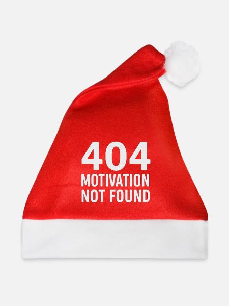 404-Motivation Not Found (Minimal T-Shirt Design) - Weihnachtsmütze - Rot