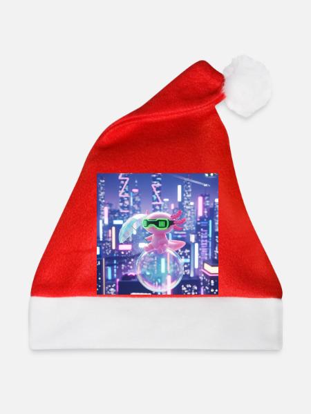 Futuristischer Neon-Drache mit VR-Ausrüstung - Weihnachtsmütze - Rot