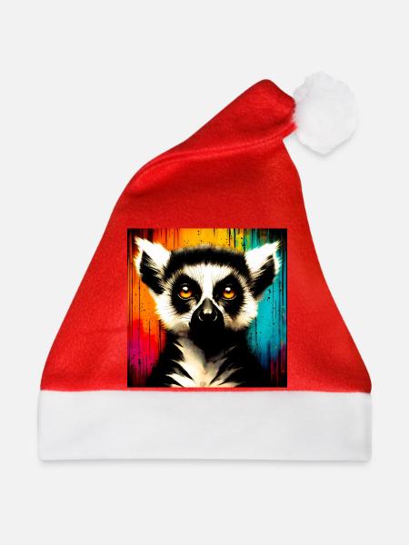 Lemur - Weihnachtsmütze - Rot