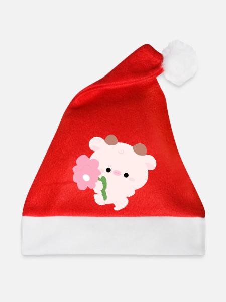 Romantische Kuh - Weihnachtsmütze - Rot - Vorne