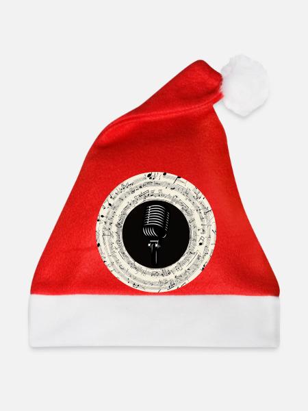 Mikrofon Musiknoten Kunst - Weihnachtsmütze - Rot