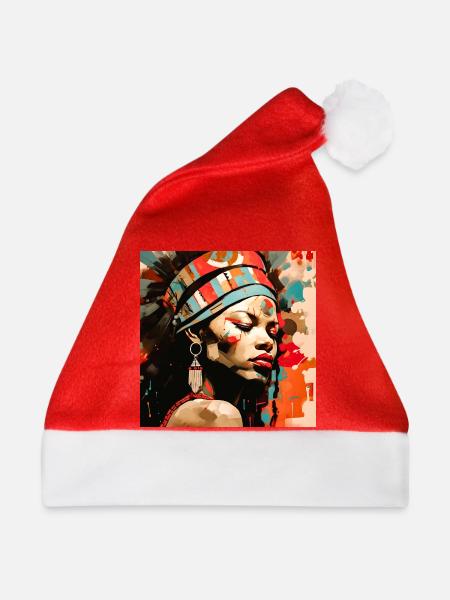 Porträt Afro Stammeskunst Design - Weihnachtsmütze - Rot