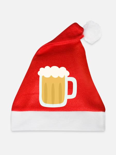 Schaumiger Bierkrug Illustration - Weihnachtsmütze - Rot - Vorne