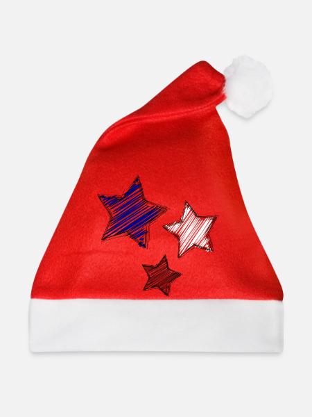 Bunte Sterne mit dynamischen Nachzeichnungen - Weihnachtsmütze - Rot