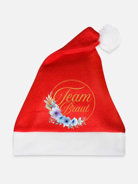 Team Braut! Kreis, Floral, Blau, Lila, Gold - Weihnachtsmütze - Rot