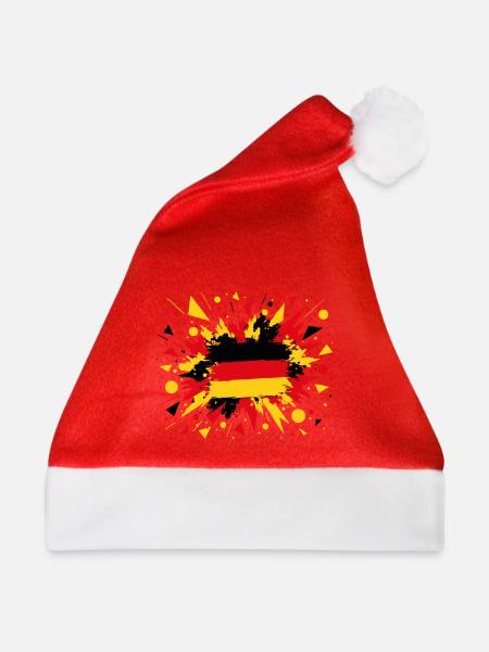 Deutsche Flagge im Pinselstil - Weihnachtsmütze - Rot