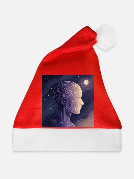 Digitales Bewusstsein – Futuristisches KI T-Shirt - Weihnachtsmütze - Rot