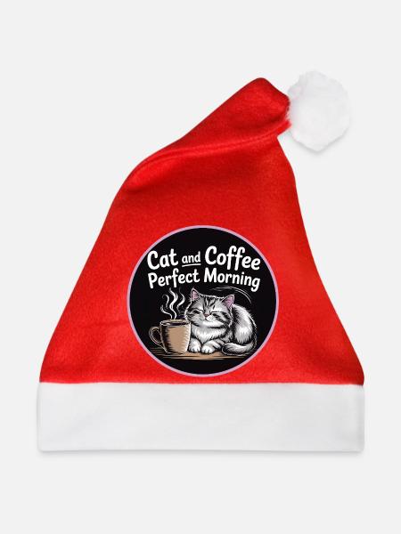 Katzenliebe und Kaffeegenuss - Weihnachtsmütze - Rot