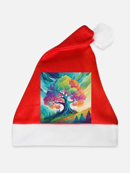 Regenbogenbaum der Kreativität - Weihnachtsmütze - Rot