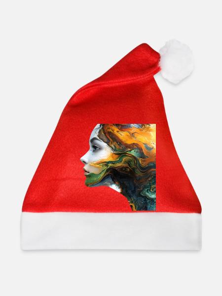 Fluidkunst Gesichtsmotiv - Weihnachtsmütze - Rot