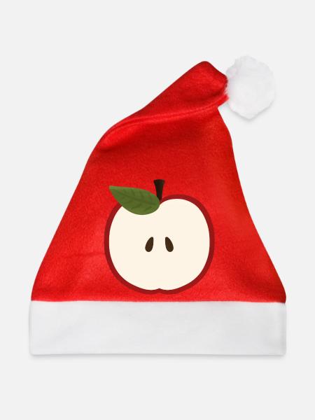 Apfel Halb Illustration - Weihnachtsmütze - Rot