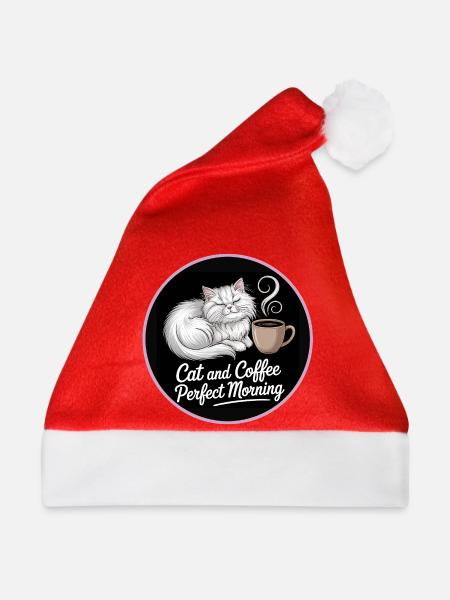 Katze und Kaffee Perfekter Morgen - Weihnachtsmütze - Rot