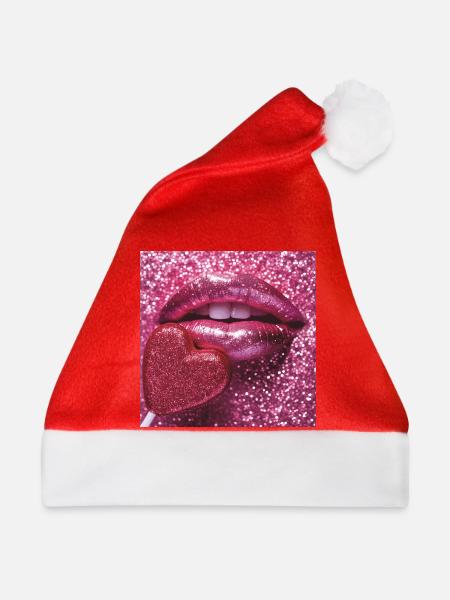 Rosa Glitzerlippen und Zuckerherz - Weihnachtsmütze - Rot