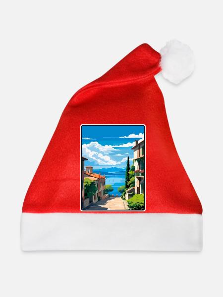 Sirmione Italien Küstendorf Treppe Aussicht - Weihnachtsmütze - Rot - Vorne