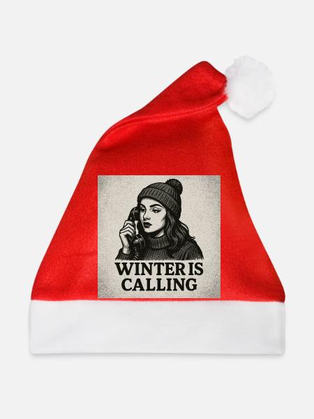 Winter is calling - Weihnachtsmütze - Rot - Vorne